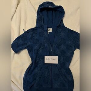 medium size y2k floral print zip up hoodie